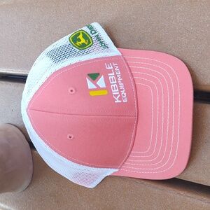 John Deere Kibble Equipment Embroidered Logo Trucker Peach Yellow Toddler Hat
